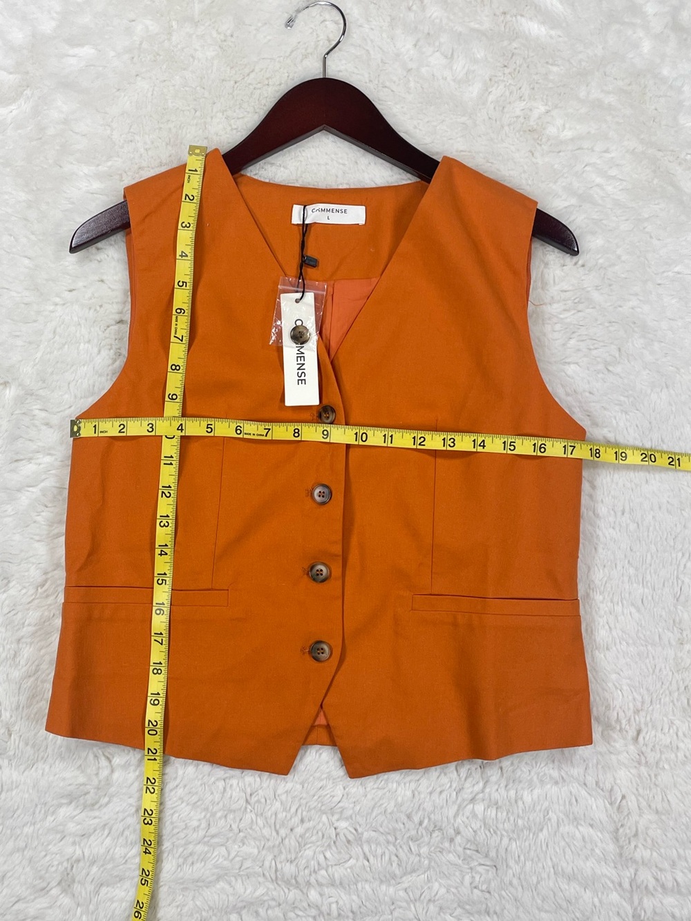 Commense Terracotta Wide-Leg Linen Vest & Trousers Set Size Large - Picture 4 of 12